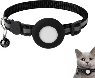 Produktbild von MINE Reflektierendes Airtag-Katzenhalsband mit GPS-Halterung, Sicherheitsschnalle und Glöckchen für Katzen, Kätzchen, Welpen