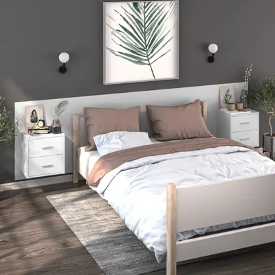 Produktbild von vidaXL Wand Nachttische 2 Stk. Weiß - Wand-Nachttisch - Wand-Nachttische - Schwebender Nachttisch - Wand-Nachtschrank