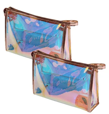 Productafbeelding van Draagbare Reistassen - 2 Stuks Transparante Make-up Tassen met Rits