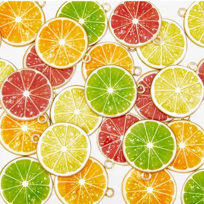 40 Grapefruit-Anhänger, 4 Farben, Legierung, 26 mm, für Schmuck