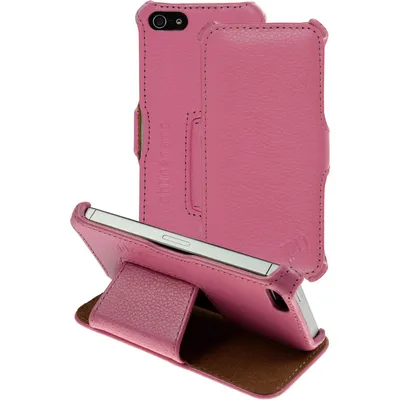 Produktbild von PhoneNatic Echt-Lederhülle kompatibel mit Apple iPhone 5 / 5s / SE - Leder-Case rosa + Glasfolie