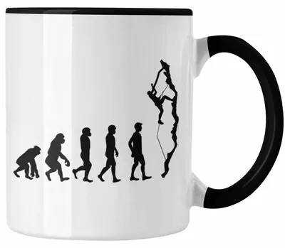 Produktbild von Klettern Tasse Geschenk für Kletterer Grafik Evolution Outdoor Klettern Sport (Schwarz)
