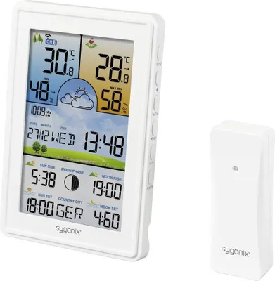Produktbild von Sygonix SY-5509564 Digitale-Wetterstation Vorhersage für 12 bis 24 Stunden Anzahl Sensoren max. 3 St.