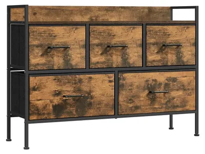 Produktbild von Schrank mit 4 Schubladen, Sideboard, Spanplatte, MDF-Stahlrahmen, 29 cm