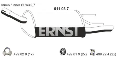 Produktbild von ERNST 011037 Endschalldämpfer für OPEL Corsa B Schrägheck (S93) Auspuff