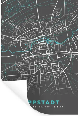 Produktbild von MuchoWow® Wandtattoo Wandsticker Wandaufkleber Karte - Stadtplan - Lippstadt - Deutschland - Blau 40x60 cm Selbstklebend und Repositionierbar - Wierderverwendbar - Selbstklebend