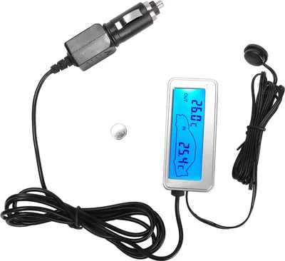 Produktbild von Auto-Thermometer,Auto-Temperaturmesser,Auto-Innenthermometer,Auto-LCD-Display-Thermometer,12V-Thermometer