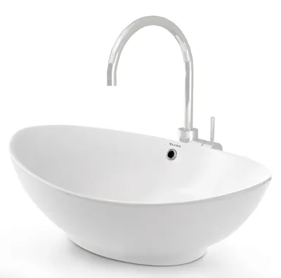 Produktbild von VILSTEIN Keramik Waschbecken, 60cm, Oval, Weiß, Mit Überlauf, Aufsatz-Waschschale für Waschtisch