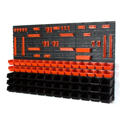 Image de 66 bacs gerbables avec étagère murale 120 x 80 cm | étagère murale de stockage