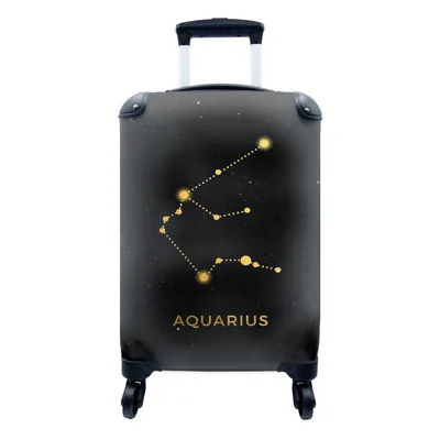 Produktbild von MuchoWow® Koffer Handgepäck Trolley Rollkoffer Kleine Reisekoffer mit 4 Rollen - Sternbild - Wassermann - Gold - Cabin Size < 55x40x23 cm & 55x40x20 cm - Fotokoffer - Kabinenkoffer - Boardgepäck - Reise-Box - Reisekoffer - Reisegepäck - Koffer mit Bild - Trolley für Kinder