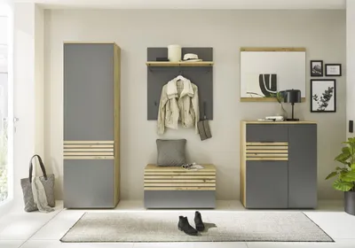 Produktbild von Garderoben-Set >Melisande< in Grau-Eiche Artisan Nachbildung