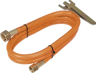 Produktbild von NEO TOOLS Gasverbindungsschlauch 2m-5m lang, geeignet für 11-kg-Flaschen, speziellen PVC-Komponenten, für das beliebte Gewinde W21.8 "L x 3/8 "L, mit 2 praktischen Einstellschlüsseln (2m)