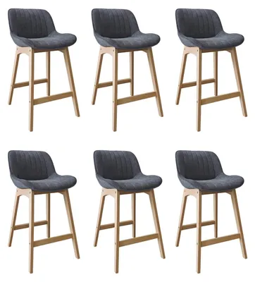 Image de Lot de chaises NORDEN de bar en chêne et tissu velours côtelé H65cm
