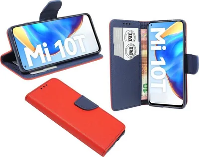 Produktbild von Buch Tasche "Fancy" für XIAOMI MI 10T PRO Handy Hülle Brieftasche Schutzhülle mit Standfunktion, Kartenfach Rot-Blau
