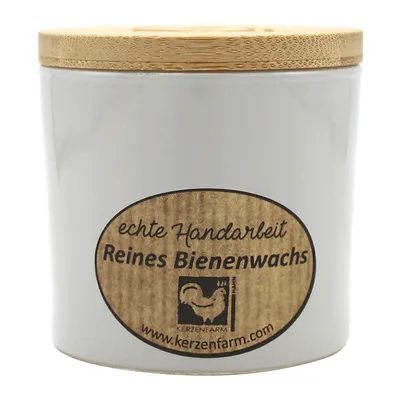 Produktbild von Bienenwachskerze im Trendglas, Elfenbein, 100% reines Bienenwachs, KERZENFARM HAHN, 70/70 mm, Brenndauer ca. 17h