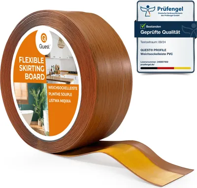Produktbild von Sockelleiste Selbstklebend 50x20 mm Kunststoff, Knickleiste für Wand Boden, Flexibel Dekorativ UV-beständig, eiche rustikal, 25 m | QUEST