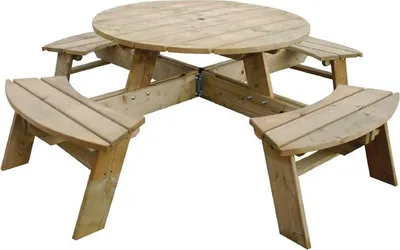 Produktbild von Rowlinson Runder Picknicktisch Aus Holz