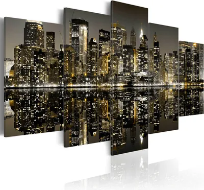 Produktbild von Modernes Wandbild 030111- 38 (100x50) - 5 Teilig Bilder Fotografie auf Vlies Leinwand Foto Bild Dekoration Wand Bilder Kunstdruck New York