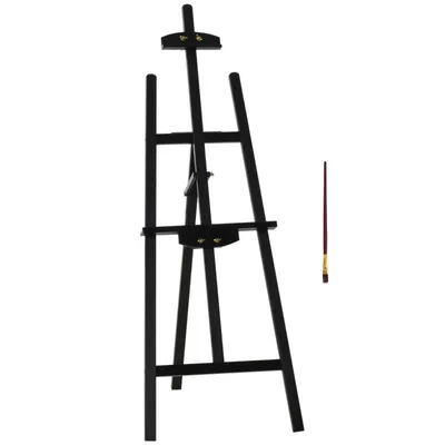Produktbild von Staffelei – Dreibeinstaffelei – Zusammenklappbare/höhenverstellbare Holzstaffelei – Geeignet für Leinwandmalerei – 51,5 x 71,5 x 134,5 cm – Schwarz
