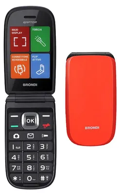 Produktbild von Brondi Raptor, Klappgehäuse, Dual-SIM, 7,11 cm (2.8"), 1,3 MP, 800 mAh, Schwarz, Orange
