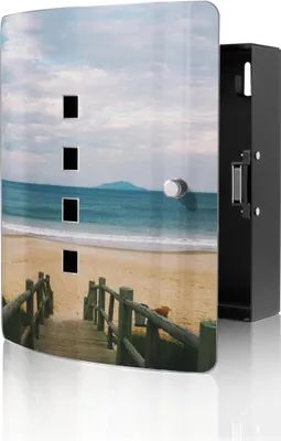 Produktbild von banjado Design Schlüsselkasten aus Edelstahl für 10 Schlüssel, Schlüsselschrank 24 x 21,5 x 7cm groß mit Magnetverschluss,  Zum Strand [BWSK 11848]