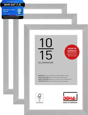 Produktbild von DEHA Design Aluminium Portraitrahmen, Bilderrahmen 3er SET Tribeca, 10x15 cm, Struktur Silber Matt