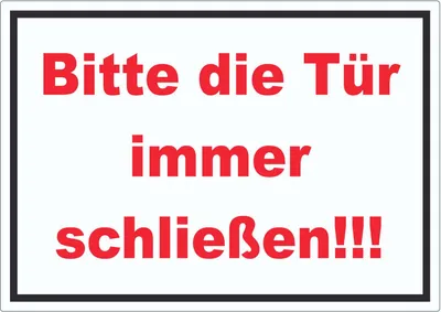 Produktbild von Aufkleber Bitte die Tür immer schließen rot-weiss-schwarz A2 (420x594mm)