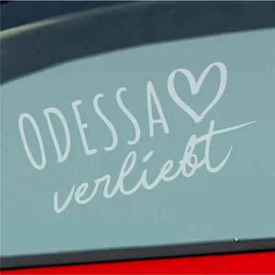 Produktbild von Auto Aufkleber Odessa verliebt Herz Stadt Heimat Liebe Car 19x9 cm Milchglas Sticker Heckscheibenaufkleber