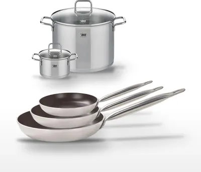 Image de Lot de 3 Poêles 24/28/32 cm Elo Bistro Line et 2 Faitouts 16/26 cm Elo
