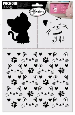 Imagen del producto de Plantilla decorativa Aladine con motivos de gatos, ideal para textiles y proyectos de manualidades