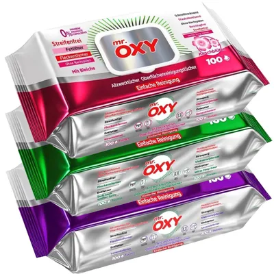 Produktbild von Mr. OXY Allzwecktücher 3er Pack – Kirschblüte, Lavendel & Frischeduft, je 100 Stück