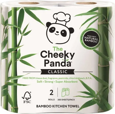 Zdjęcie produktu dla Ręcznik Kuchenny Bambusowy Dwuwarstwowy 2 Rolki - Cheeky Panda