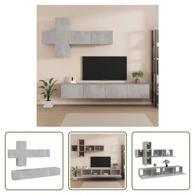 Produktbild von The Living Store 7-tlg. TV-Schrank-Set Betongrau Holzwerkstoff