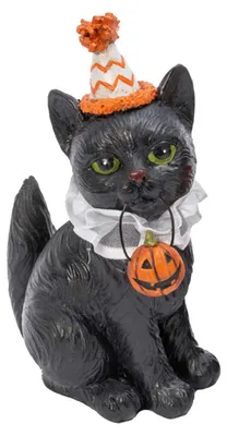 Produktbild von Halloween Clowns Katze mit Kürbis als Dekofigur 15cm