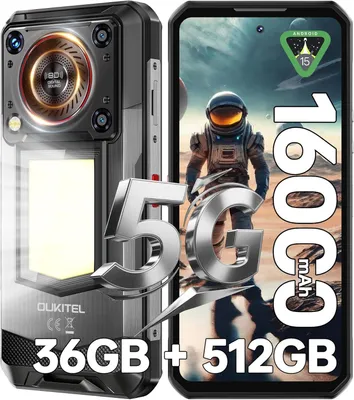 Produktbild von OUKITEL WP56 Android 15 Outdoor Handy 5G 120Hz 6.8" 36GB+512GB/2TB, 16000mAh Outdoor Smartphone Mit 128DB Lautsprecher, 108MP/NFC/GPS/OTG,Schwarz