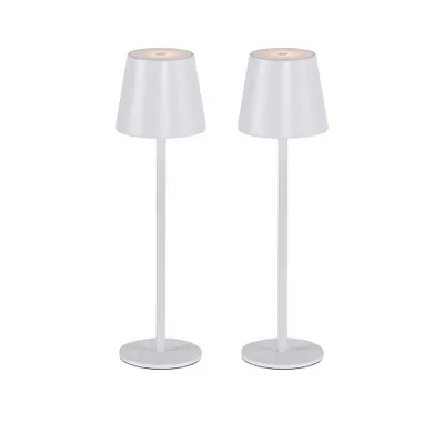 Produktbild von JUST LIGHT LED Tischlampe Akku 2er Set Up & Down Lichtaustritt, USB, Dimmbar Touchdimmer weiss Indoor, Outdoor