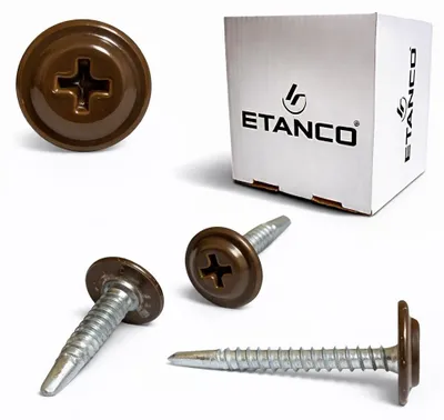 Immagine prodotto di Viti autoperforanti ETANCO GM-B per tetti in acciaio, RAL 8011 marrone noce, 4,2 x 32 mm, 250 pezzi