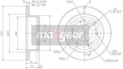 Produktbild von 2x MAXGEAR Bremsscheibe 19-2372 vorne für KIA SORENTO I (JC) 78 5mm 7 9kg 315mm