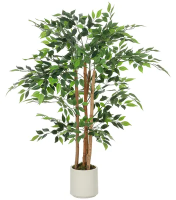 Produktbild von HOMCOM Künstlicher Banyanbaum 120 cm Kunstpflanze mit Massivholzstamm, Topf