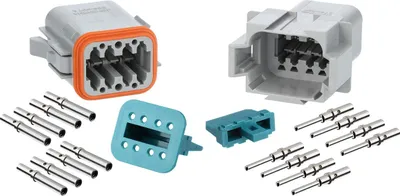Produktbild von Amphenol AS-8SM/F 106 SET-Steckverbindung AT-Serie 1xStift/1xBuchse, Kodierung A, 8-polig, Crimpanschluss