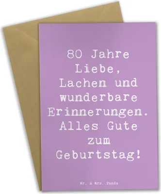 Produktbild von Mr. & Mrs. Panda Glückwunschkarte Spruch 80. Geburtstag - Lavendeltraum - Geschenk, Alter, Grußkarten, Motivkarte, osterkarten, weihnachtskarten, hochzeitskarten