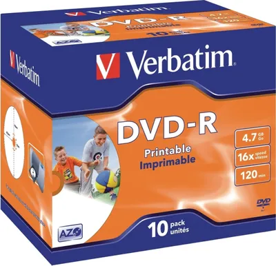 Produktbild von DVD-Rohlinge bedruckbar DVD-R 4,7GB/16x im Jewel Case VE=10x10 Stück