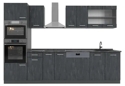 Produktbild von Küchenzeile Vicco R-Line Schwarz Beton 300 cm AP Anthrazit, Model 47422