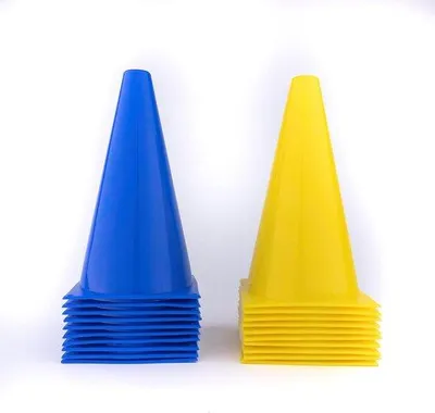 Image de Lot de 20 cônes de sport sécurisés, bleu et jaune