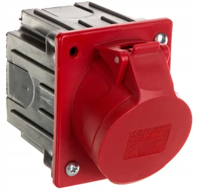 Produktbild von Winkel-Einbausteckdose 16A 5P 400V rot IP44 /mit Gehäuse/ 415-6p