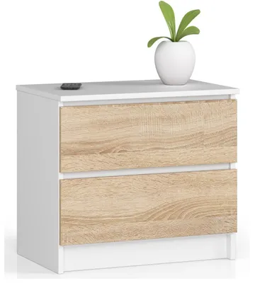 Image de raumhirsch : Commode de 60 cm avec 2 tiroirs. Meuble de rangement, buffet, armoire de 55 cm de hauteur et 40 cm de profondeur