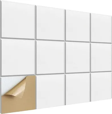 Produktbild von 12 Stück quadratische Schalldämpfungsplatte selbstklebend, 30,48 cm X 30,48 cm X 0,9 cm, stilvolle akustische Wandmatten für Heim und Büro