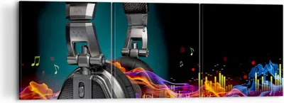 Produktbild von Bild auf Leinwand - Leinwandbild - Feuer Audio Kopfhörer - 120x40cm - Wand Bild - Wanddeko - Leinwanddruck - Bilder - Kunstdruck - Wanddekoration - Leinwand bilder - Wandkunst - CA120x40-2653