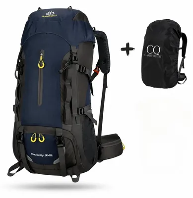 Image de CarryQuest® - Sac à dos d'alpiniste de 70 litres, avec housse de pluie en nylon, couleur bleue