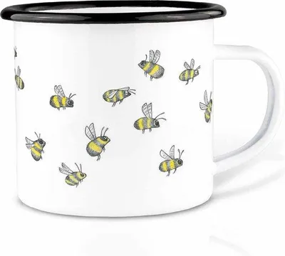 Produktbild von Famanu Emaillebecher Leicht & Robust - Bienenmuster
